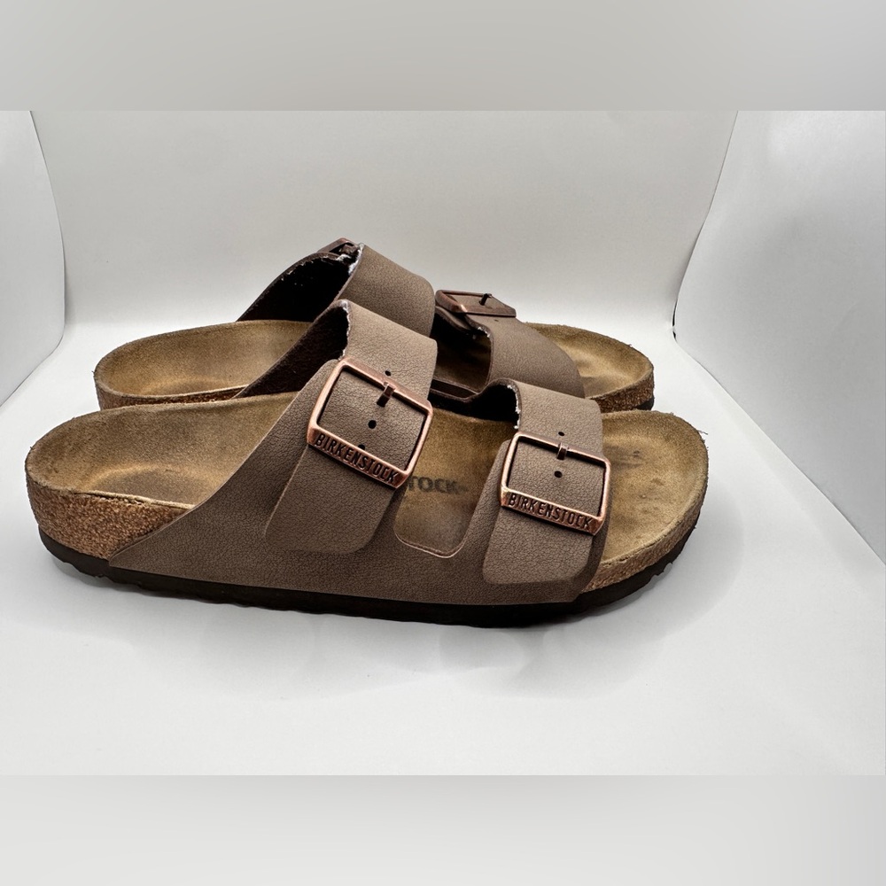 Birkenstock Arizona Stone Birko-Flor Comfort Leather Sandals Men US6, Women US 8